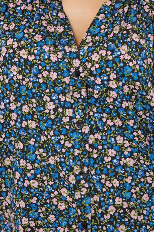 M&Co Black Ditsy Floral Button Front Blouse | M&Co 4