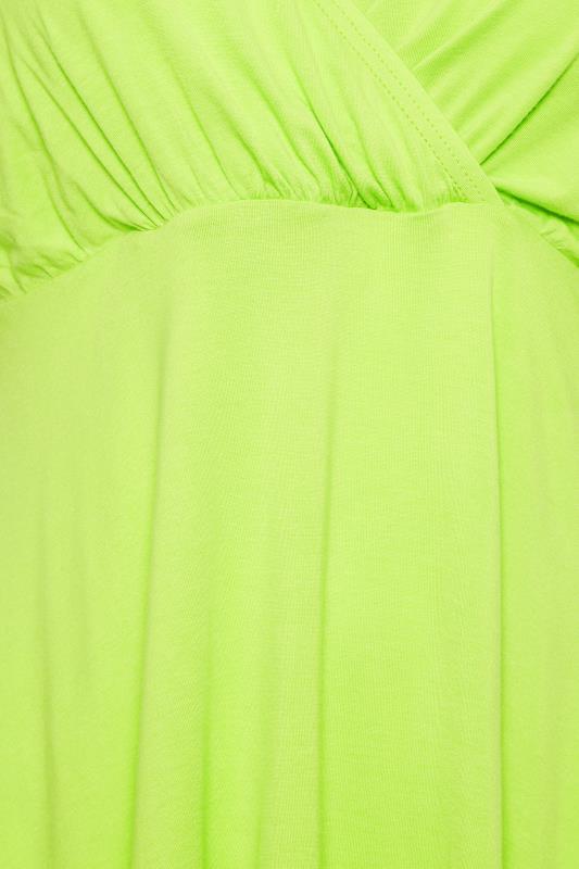 LIMITED COLLECTION Plus Size Lime Green Layered Sleeve Wrap Top | Yours Clothing 6