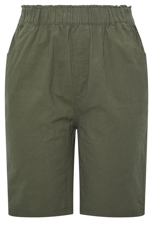 YOURSET 2 PACK Plus Size Black & Khaki Green Cool Cotton Shorts | Yours Clothing 9