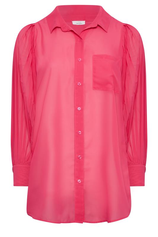 Plus Size YOURS LONDON Hot Pink Pleat Sleeve Shirt | Yours Clothing 6