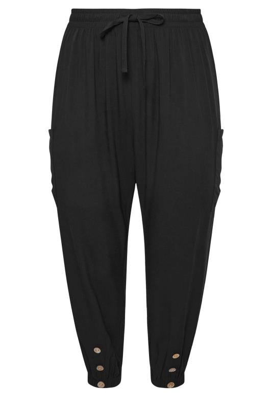 YOURS Plus Size Black Button Front Cropped Trousers | Yours Clothing 5