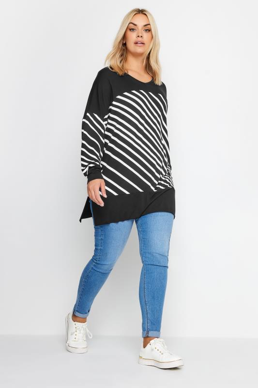 YOURS Plus Size Black Striped Print Top | Yours Clothing 2
