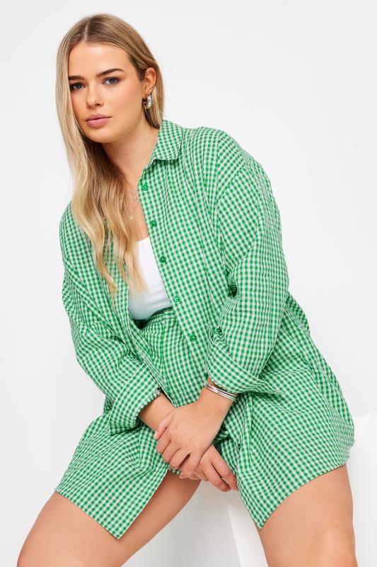 LIMITED COLLECTION Plus Size Green Gingham Check Shirt | Yours Clothing 5