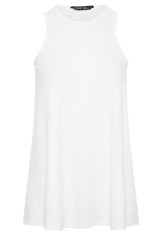 LIMITED COLLECTION Plus Size Curve White Ribbed Racer Cami Vest Top | Yours Clothing  7