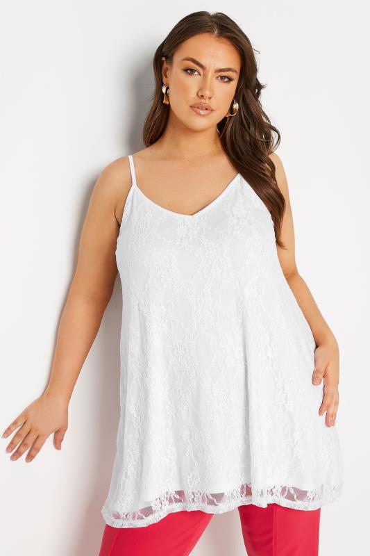 Plus Size  LIMITED COLLECTION Curve White Lace Cami Top