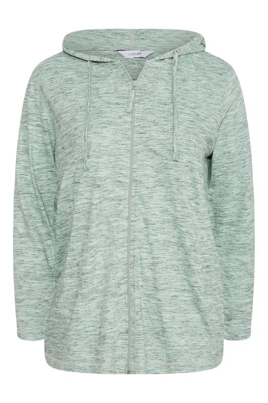 Plus Size Sage Green Marl Zip Hoodie | Yours Clothing 6