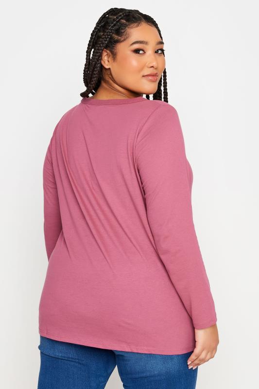 YOURS 3 PACK Plus Size Pink & Black Long Sleeve Tops | Yours Clothing 6