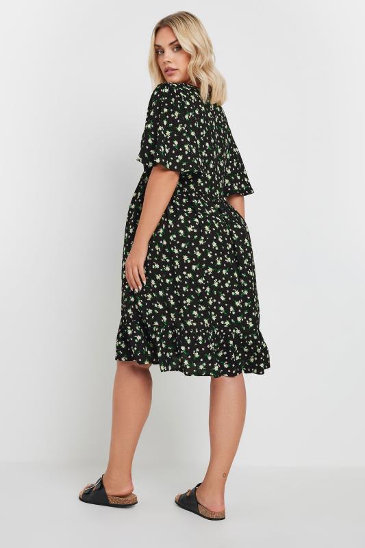 YOURS Plus Size Black Floral Print Smock Dress | Yours Clothing 3
