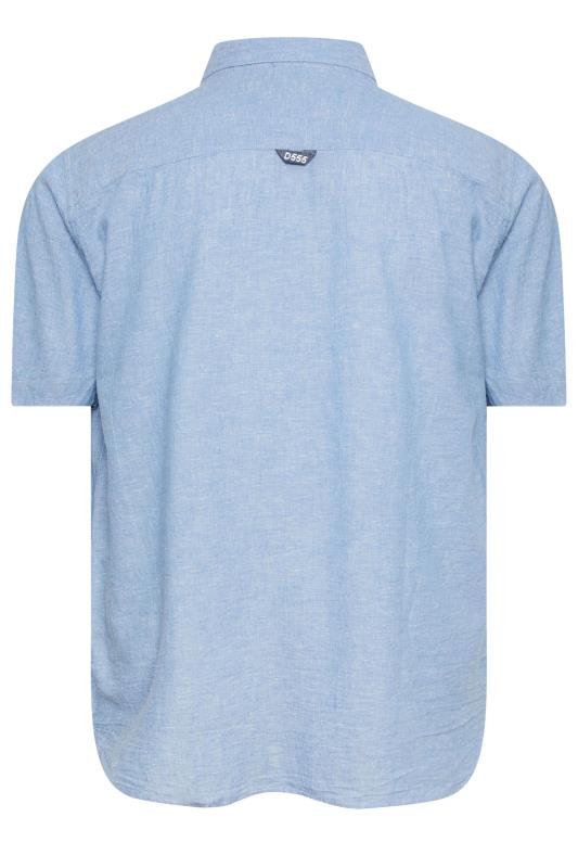 D555 Big & Tall Light Blue Linen Mix Short Sleeve Shirt | BadRhino 4