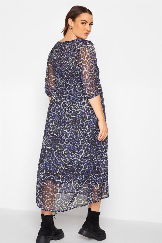 LIMITED COLLECTION Blue Leopard Print Shirred Midaxi Dress_D.jpg