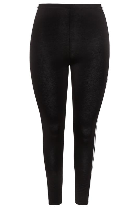 Black Jersey Stretch Tape Leggings | Yours Clothing 4
