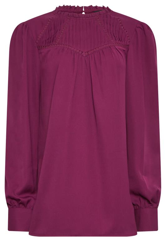 LTS Tall Berry Red Lace Detail Blouse | Long Tall Sally  6
