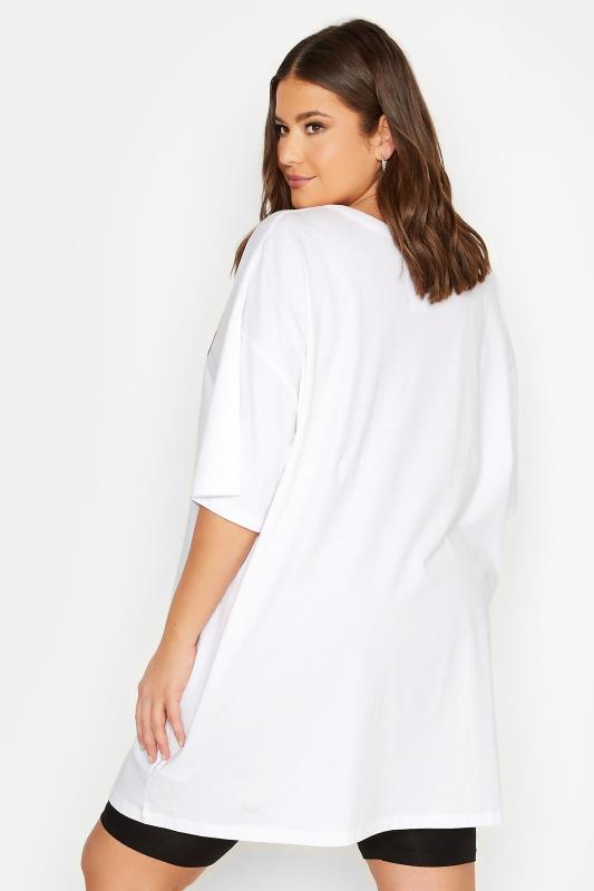 YOURS Curve Plus Size White 'Palm Springs' Slogan Oversized Tunic T-Shirt | Yours Clothing  3