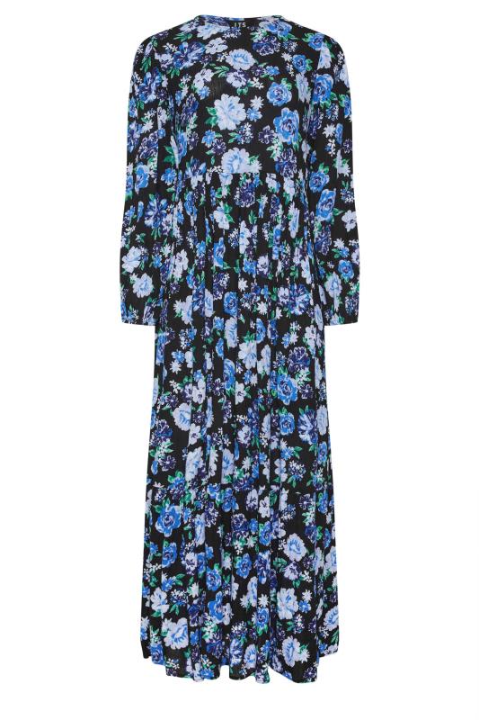 LTS Tall Womens Blue Floral Print Tiered Maxi Dress | Long Tall Sally 6