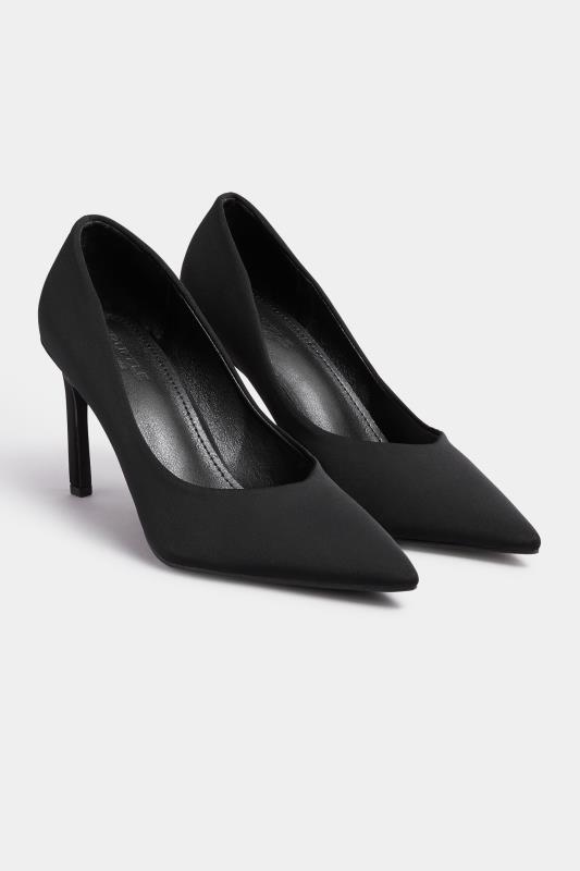 PixieGirl Black Heeled Court Shoes In Standard Fit | PixieGirl 2