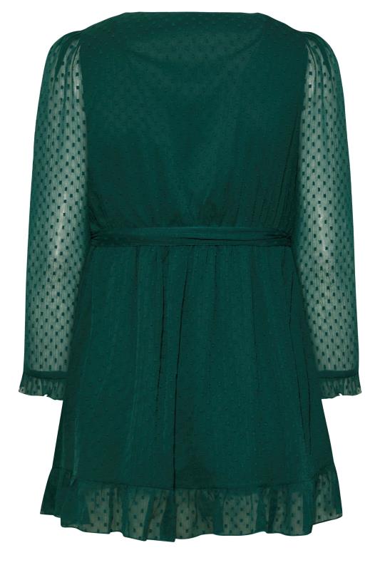 YOURS LONDON Plus Size Green Dobby Ruffle Wrap Top | Yours Clothing 7