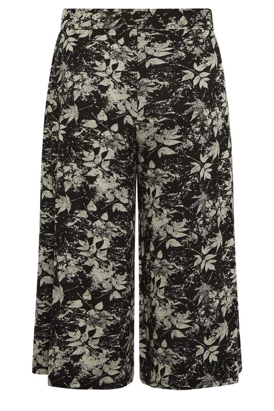 YOURS Curve Black Mixed Leaf Print Culottes | Yours Clothing 6