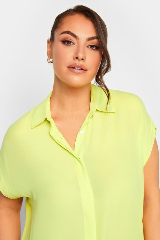 YOURS Curve Plus Size Lime Green Short Sleeve Shirt | Yours Clothing  4