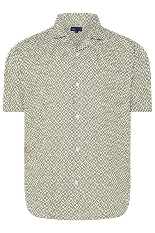 BadRhino Big & Tall Green Geometric Poplin Shirt | BadRhino 7