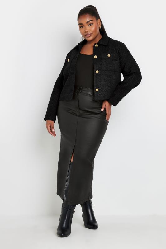 YOURS Plus Size Black Boucle Jacket | Yours Clothing 2