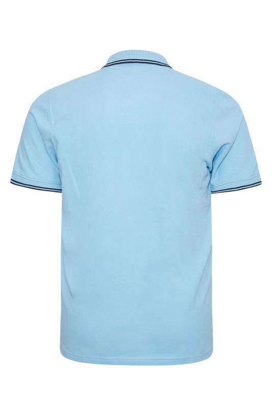 BadRhino Big & Tall Light Blue Contrast Tipped Polo Shirt 3