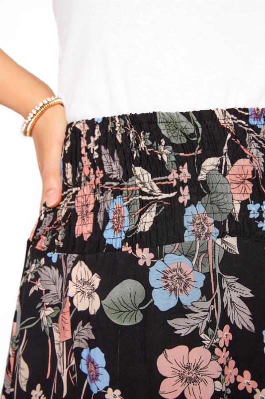 Black Floral Tulip Skirt | Yours Clothing