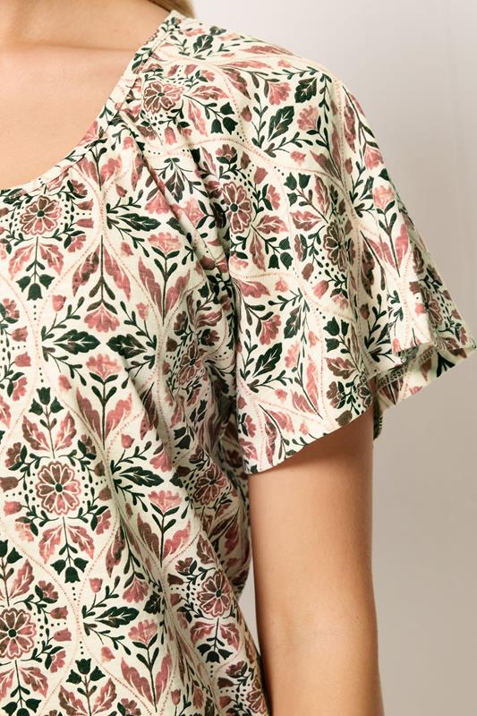 M&Co White & Pink Floral Cotton Scoop Neck Top | M&Co 4