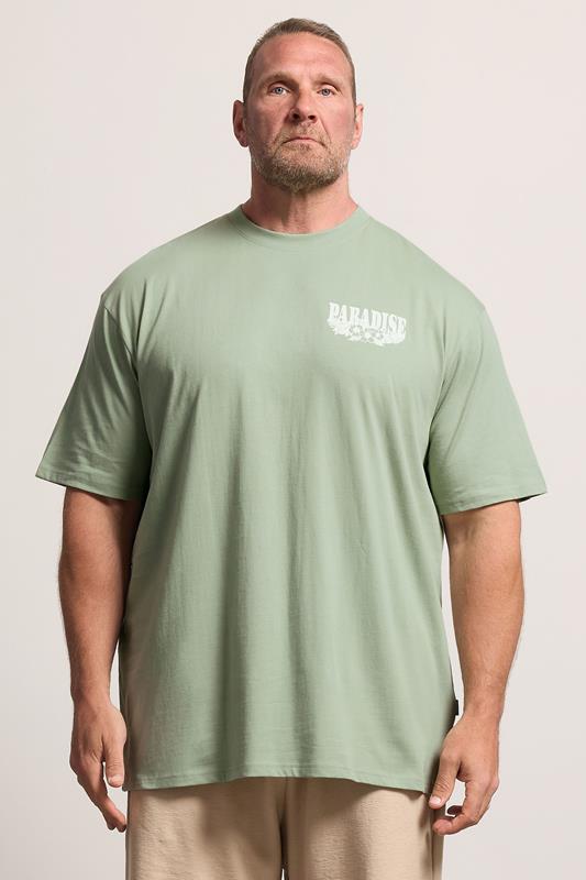  BadRhino T-shirt extra-long vert à imprimé graphique « Paradise » Big & Tall
