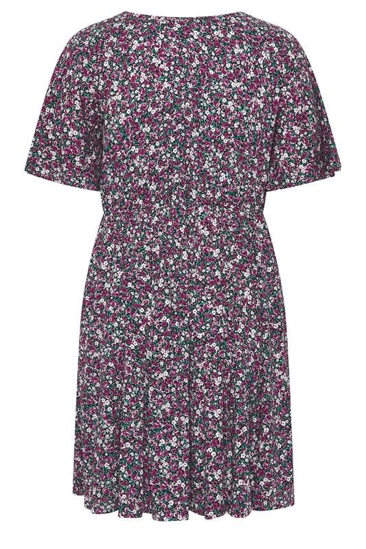 YOURS Plus Size Pink Ditsy Floral Smock Mini Dress | Yours Clothing 6
