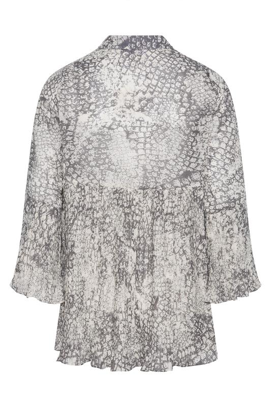 YOURS LONDON Curve Grey Snake Print Pleated Shirt 7