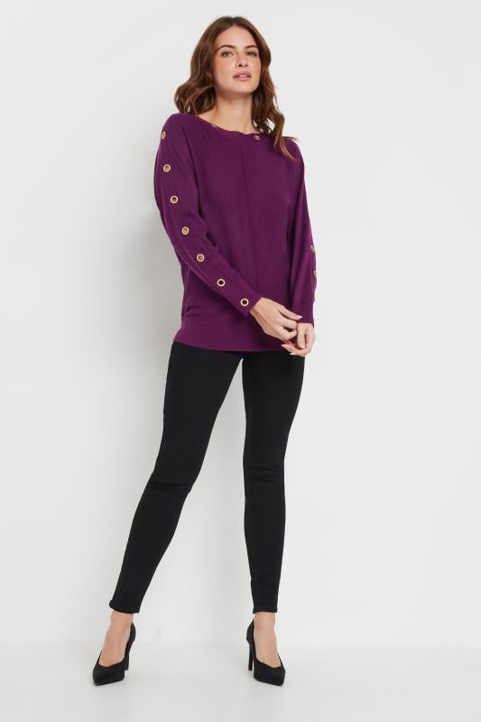 M&Co Berry Purple Batwing Eyelet Jumper | M&Co 1