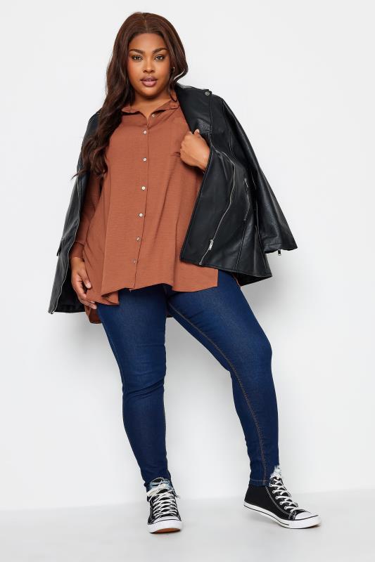 YOURS Plus Size Brown Button Through Shirt | Yours Clothing 2