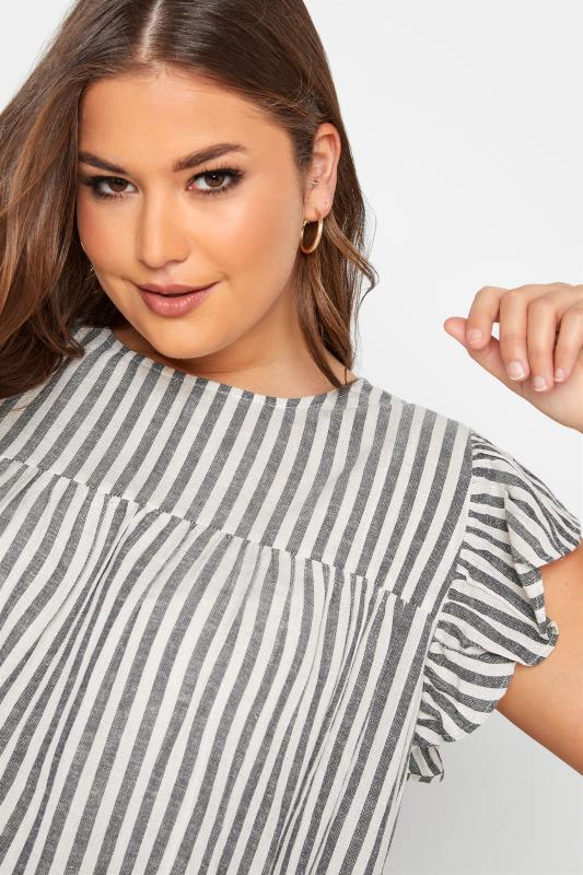 YOURS LONDON Plus Size Black & White Stripe Smock Top | Yours Clothing 4