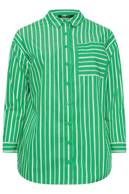 YOURS Plus Size Green & White Striped Shirt | Yours Clothing 6