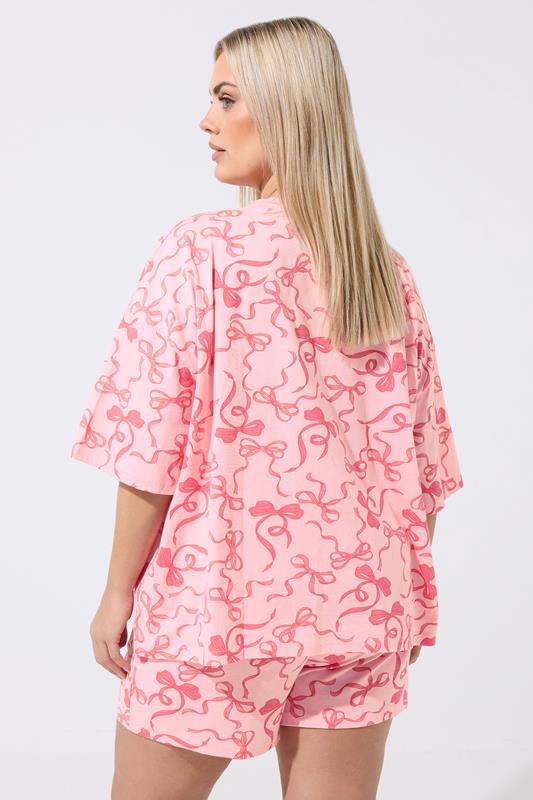 LIMITED COLLECTION Plus Size Pink Bow Pyjama Set | Yours Clothing 2