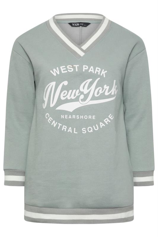 YOURS Plus Size Grey 'New York' Varsity Sweatshirt | Yours Clothing 5