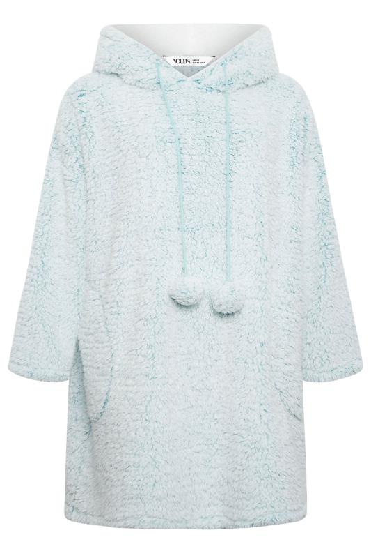 YOURS Plus Size Light Blue Teddy Drawstring Snuggle Hoodie | Yours Clothing 5