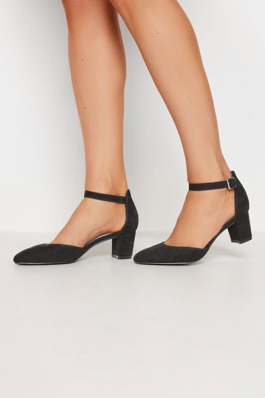  Grande Taille LTS Black Block Heel Court Shoes In Standard Fit