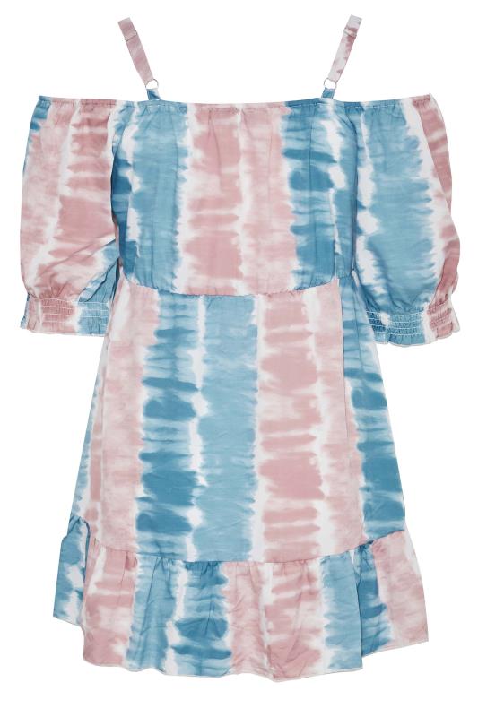 Plus Size Blue Tie Dye Print Cold Shoulder Top | Yours Clothing 7