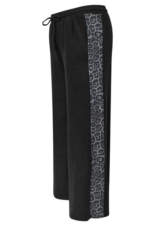 Black trousers with leopard print stripe online