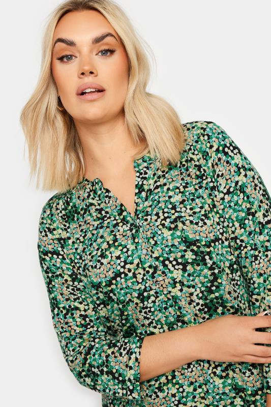 YOURS Plus Size Green Abstract Print Shirt | Yours Clothing 4
