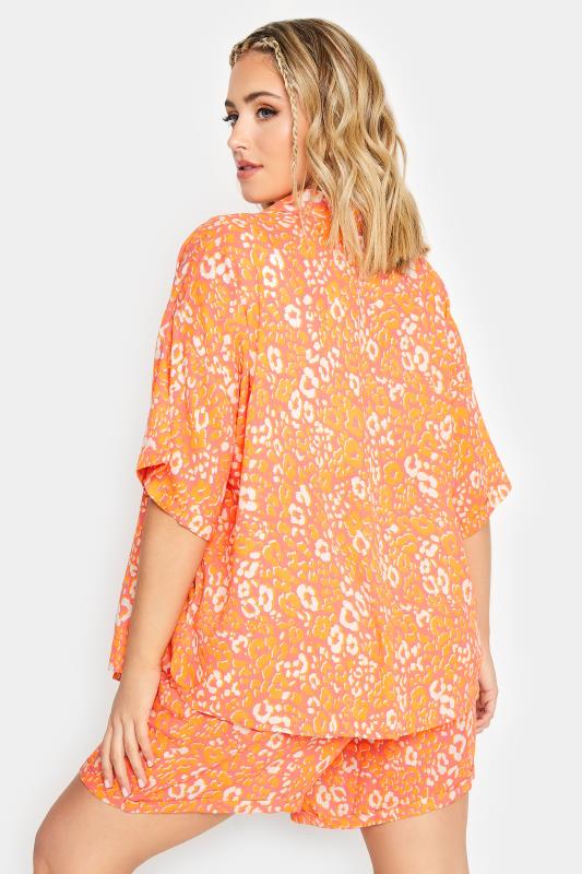 LIMITED COLLECTION Plus Size Orange Leopard Print Crinkle Shirt | Yours Clothing 4