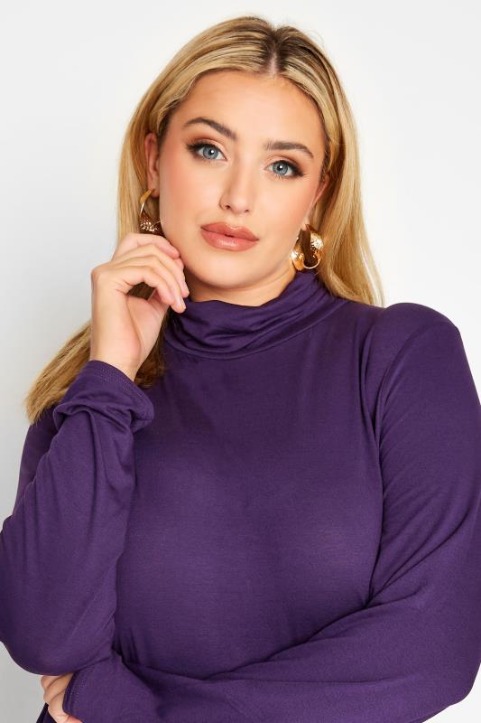 LIMITED COLLECTION Plus Size Dark Purple Turtle Neck Top | Yours Clothing 5