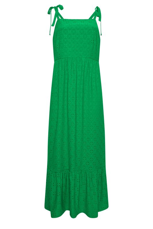 YOURS Curve Plus Size Green Broderie Anglaise Maxi Dress | Yours Clothing  6