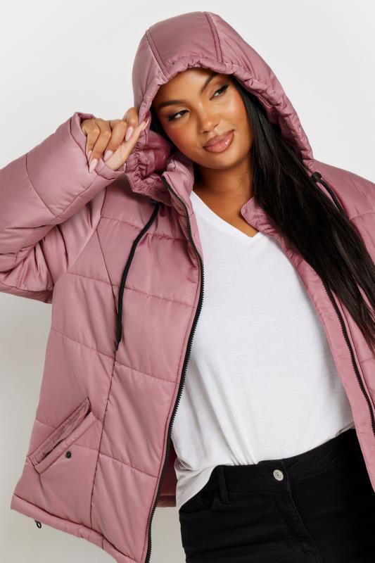 YOURS Plus Size Pink Boxy Short Padded Coat | Yours Clothing 4