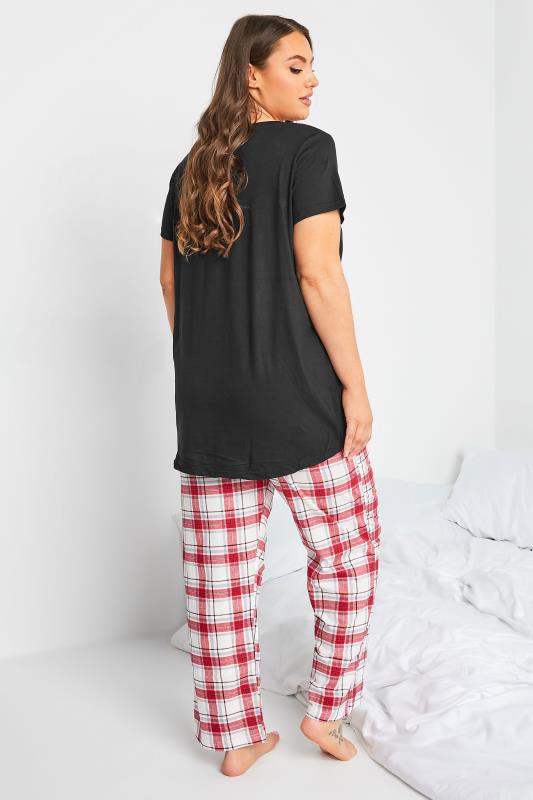 DISNEY Plus Size Black Winnie The Pooh & Piglet Check Print Pyjama Set | Yours Clothing 3