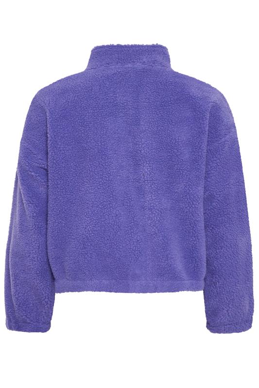 YOURS Plus Size Purple Cropped Zip Through Teddy Fleece | Yours Clothing 6