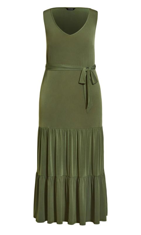 Plus Size Tiered Sleeveless Maxi Dress Khaki 3