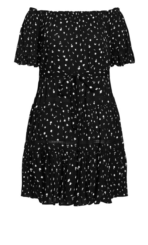Print Black Frill Sleeve Dress 5