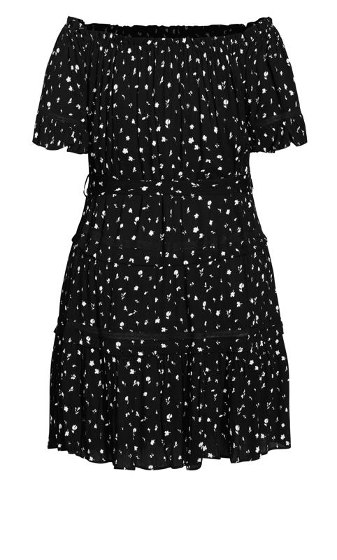 Print Black Frill Sleeve Dress 6